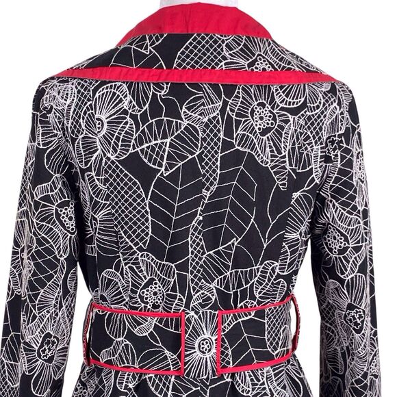 AN REN Wearable Art Floral Long Coat Black Red Size Medium Statement Jacket - Picture 8 of 16